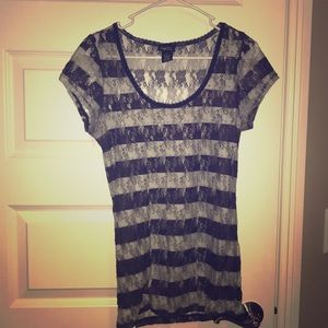 Navy lacy tee